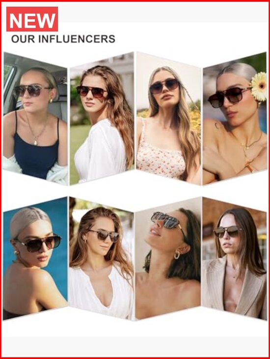 Retro Aviator Sunglasses Women Men Rectangular Shades UV400 Protection main image 6